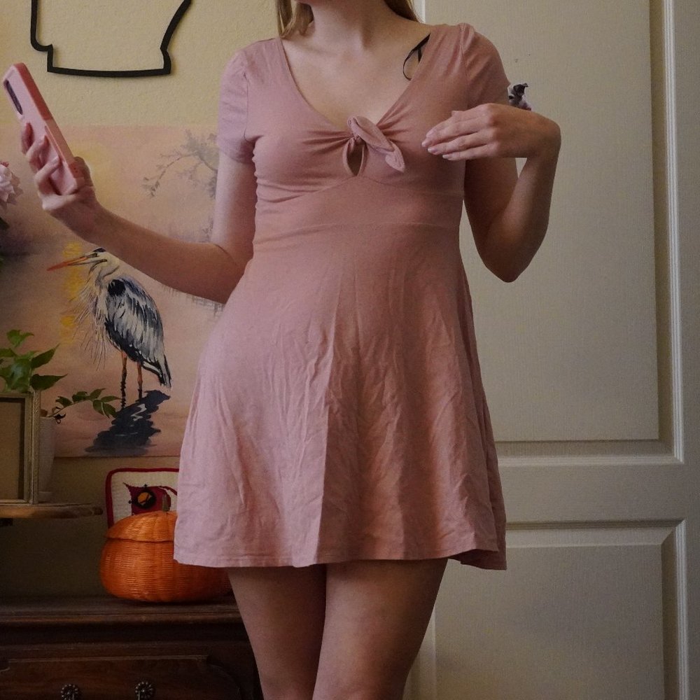 Bow Cutout Pink Mini Dress